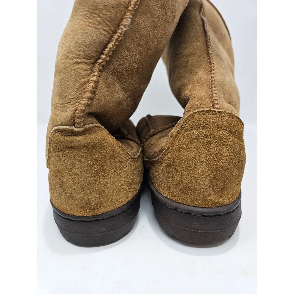 Womens Brown Suede Sheepskin‎ Lined Tall Winter Boots Size 7